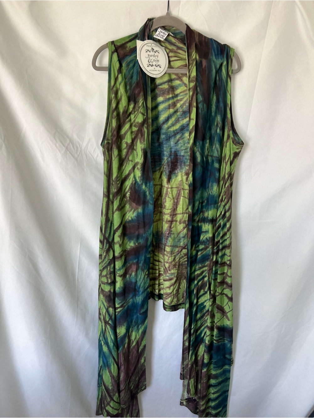 NWT Women’s PARSLEY & SAGE Tie Dye Mendocino Long Drape Hippie Vest